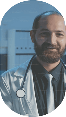 Male doctor with beard and stethoscope